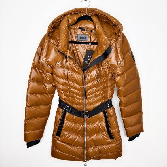 NWT Rudsak Malaya Dark Caramel Regular Length Lightweight Belted Puffer Jacket S - Picture 16 of 16